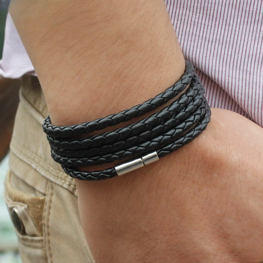 Bracelet pour homme style rétro en cuir