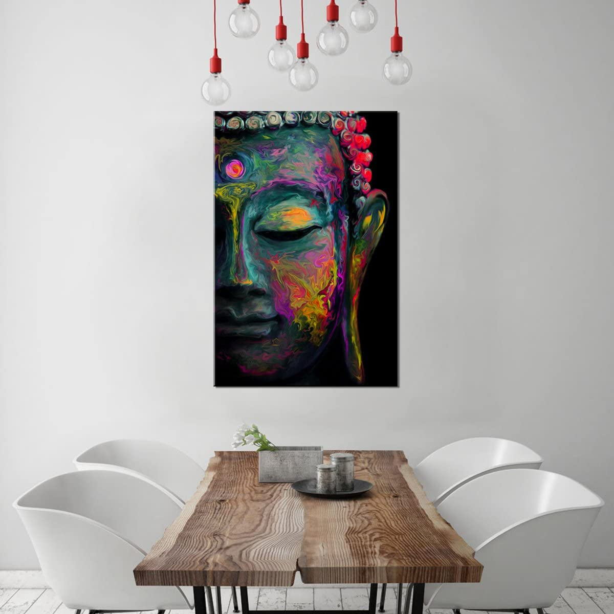 Tableau zen tête de bouddha coloré