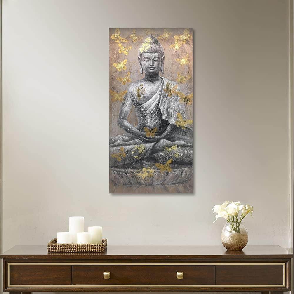 Tableau zen statue bouddhiste assise