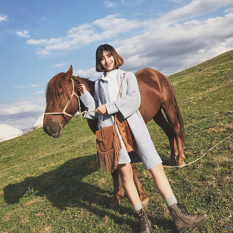 Sac à bandoulière femme imitation Daim