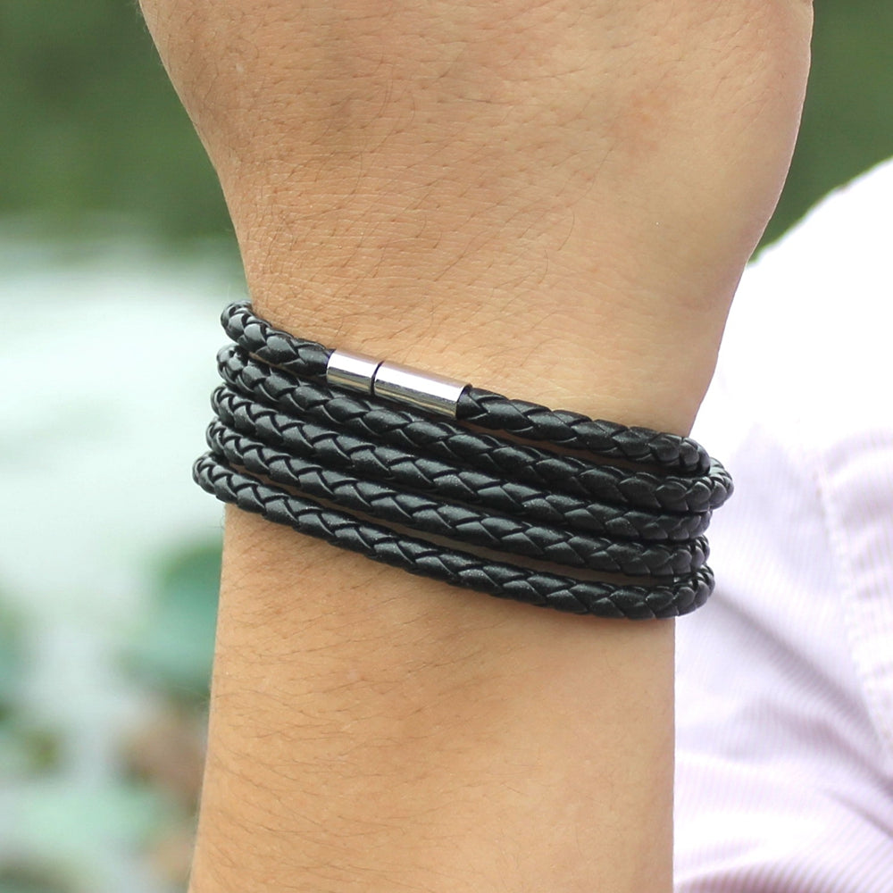 Bracelet pour homme style rétro en cuir