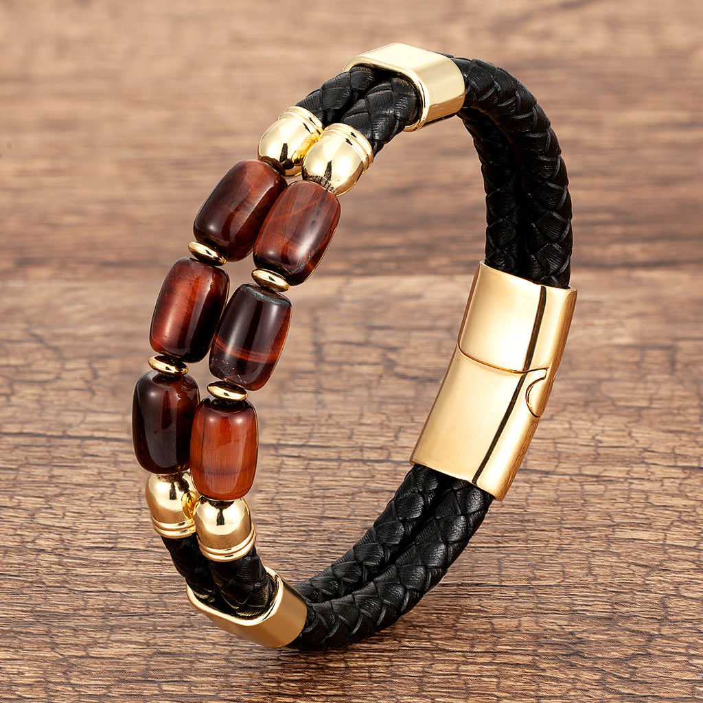 Bracelet œil de tigre naturel de haute qualité pour hommes