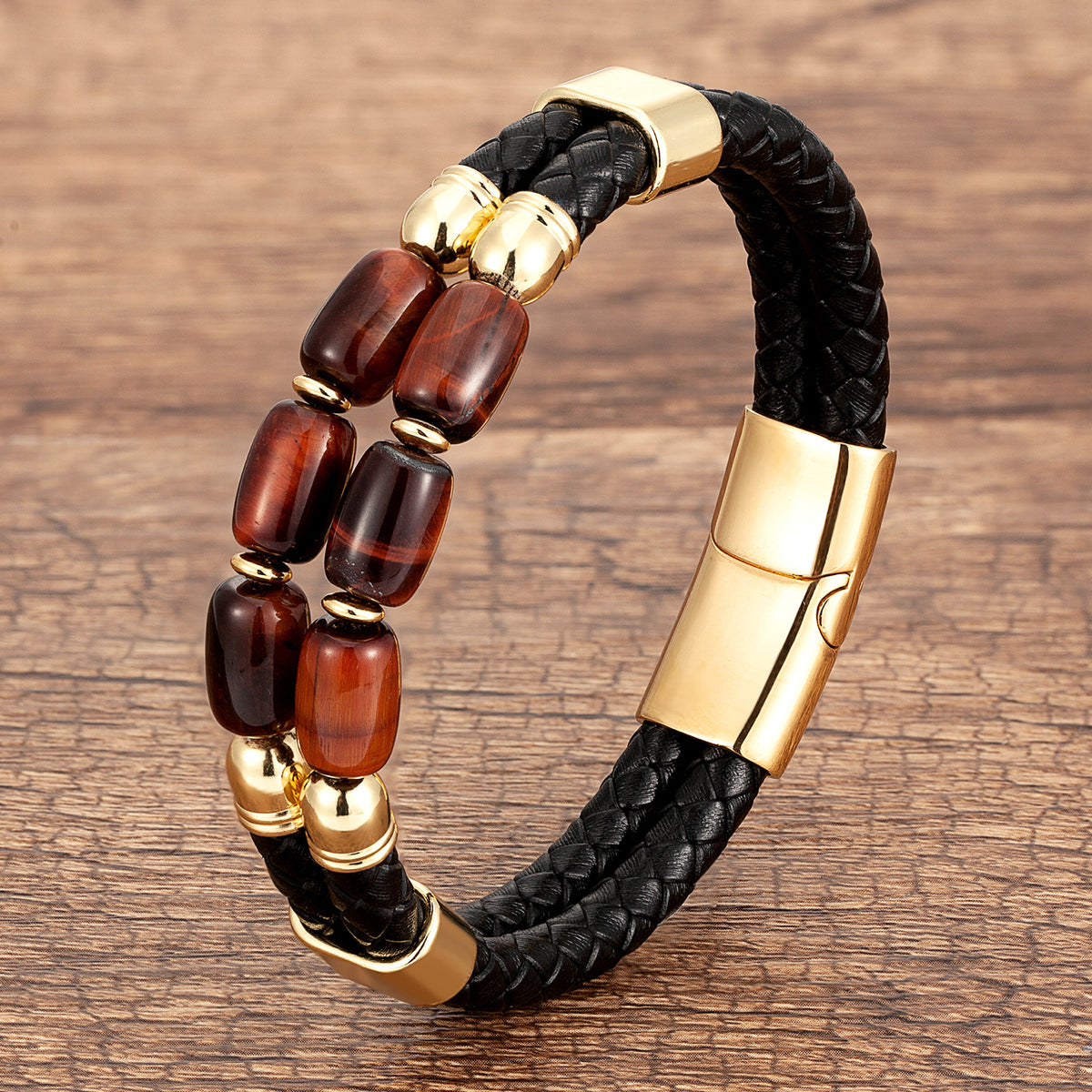 Bracelet œil de tigre naturel de haute qualité pour hommes