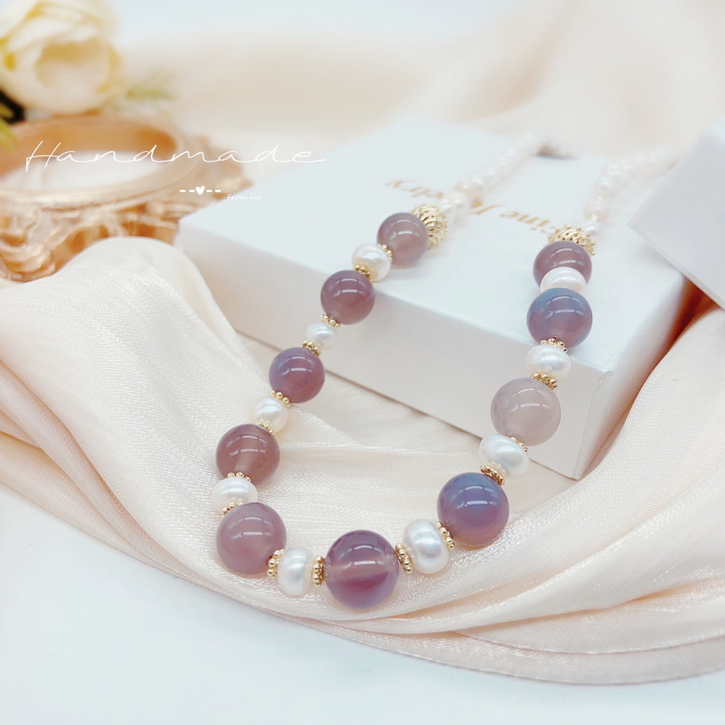 Collier en pierre naturelle d'eau douce élégantes avec gemme naturelle