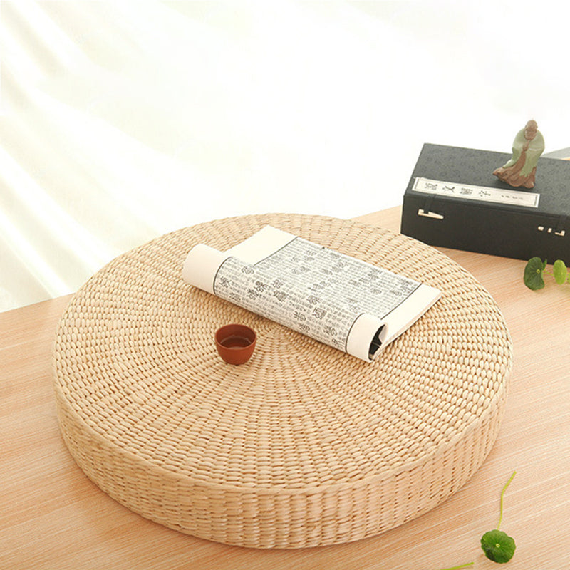 Coussin meditation tissé en paille ronde