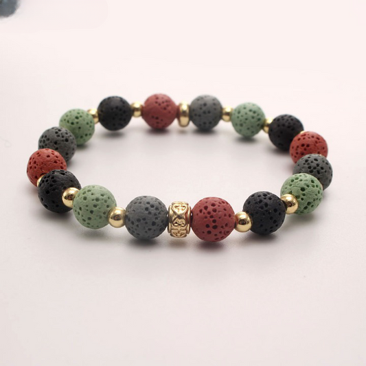 Bracelet pierre de lave style bohémien colorée