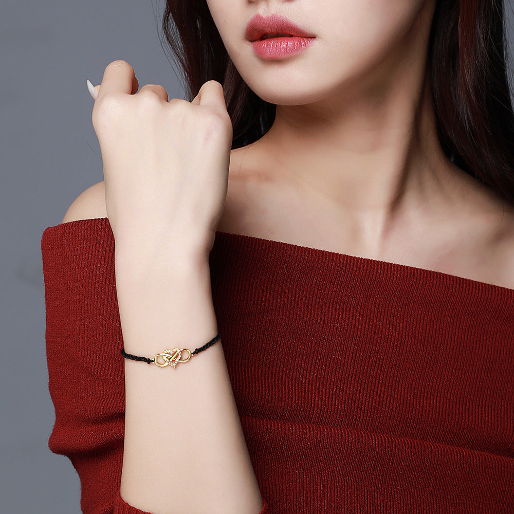 Bracelet de couple réglable avec symbol infini et coeur