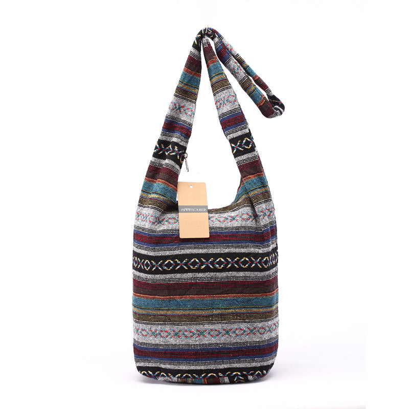 Sac à bandoulière femme en tissu tissé rétro