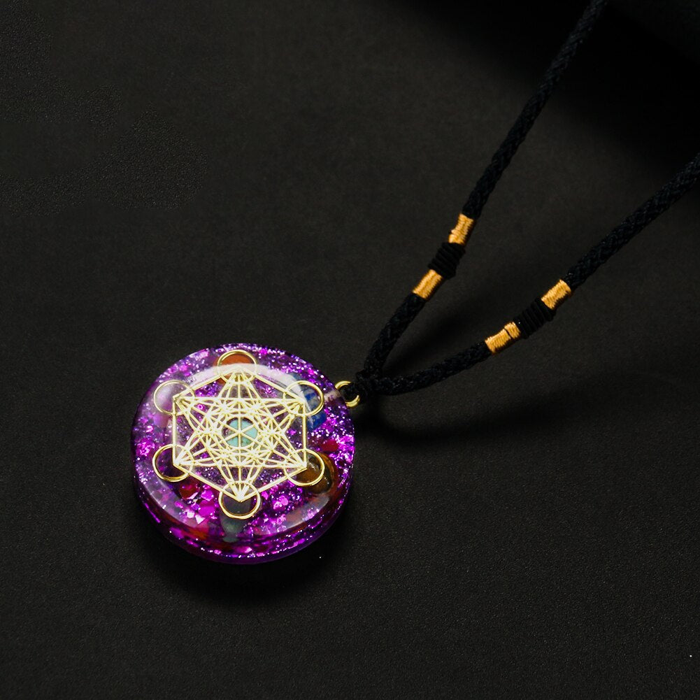 Pendentif Orgonite « Améthyste Métatron » - Collier