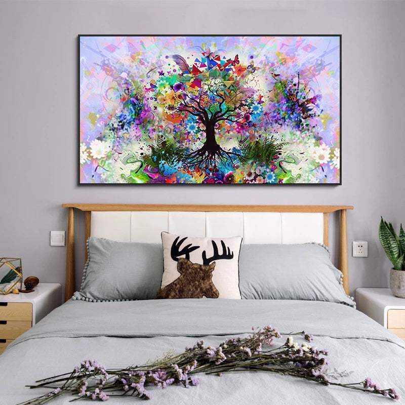 Tableau arbre de vie style aquarelle