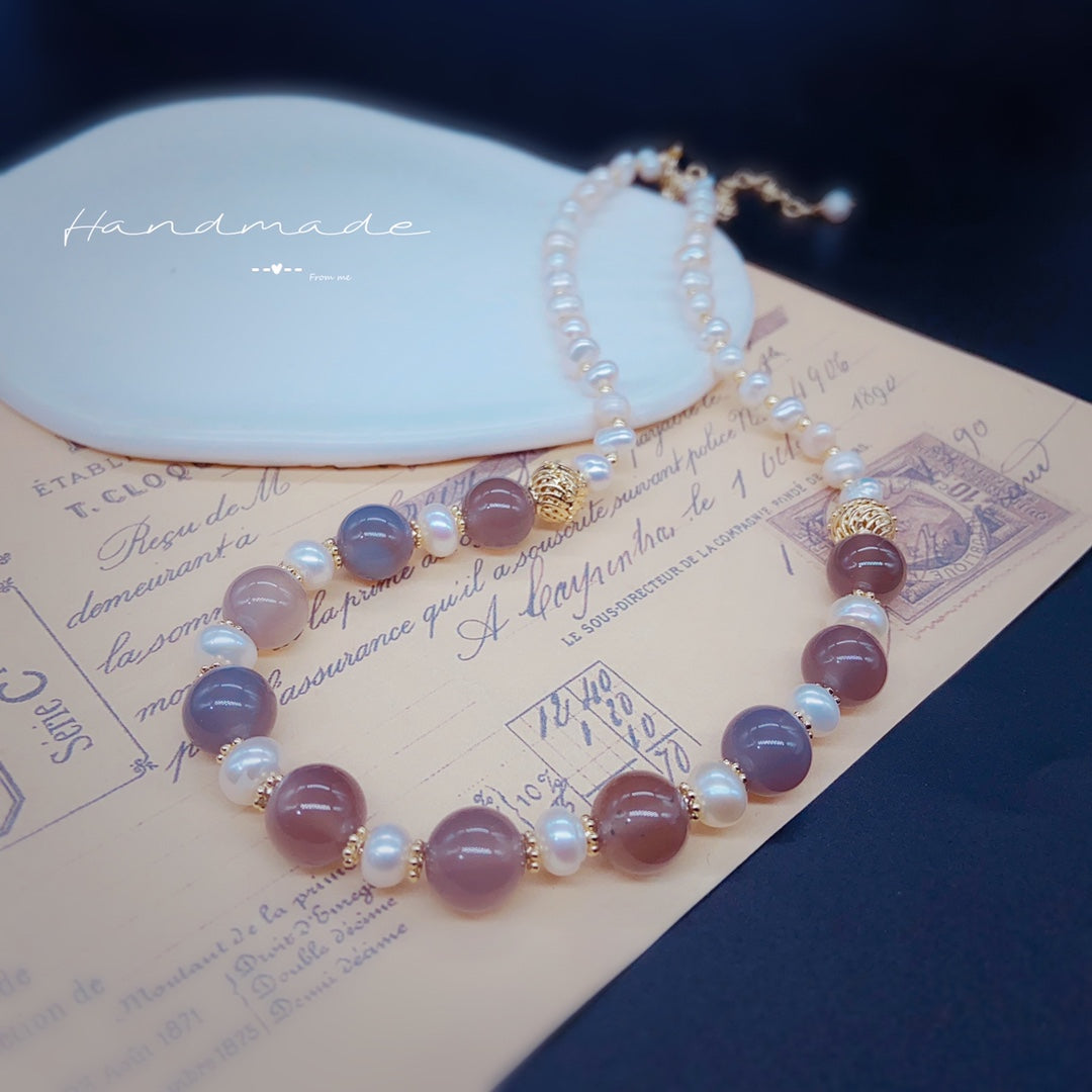 Collier en pierre naturelle d'eau douce élégantes avec gemme naturelle