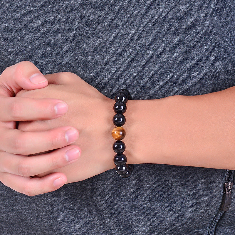 Bracelet œil de tigre en Onyx noir naturel