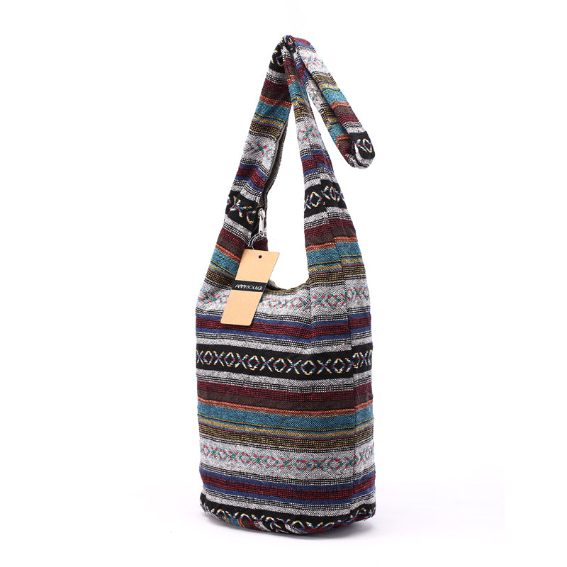 Sac à bandoulière femme en tissu tissé rétro