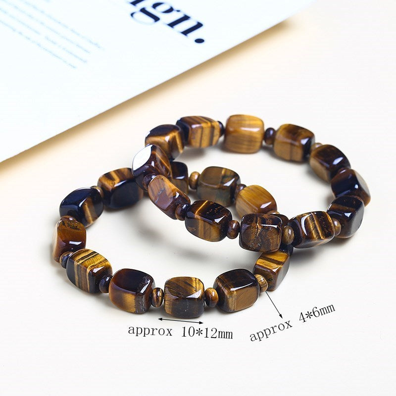 Bracelet œil de tigre en pierres carrées