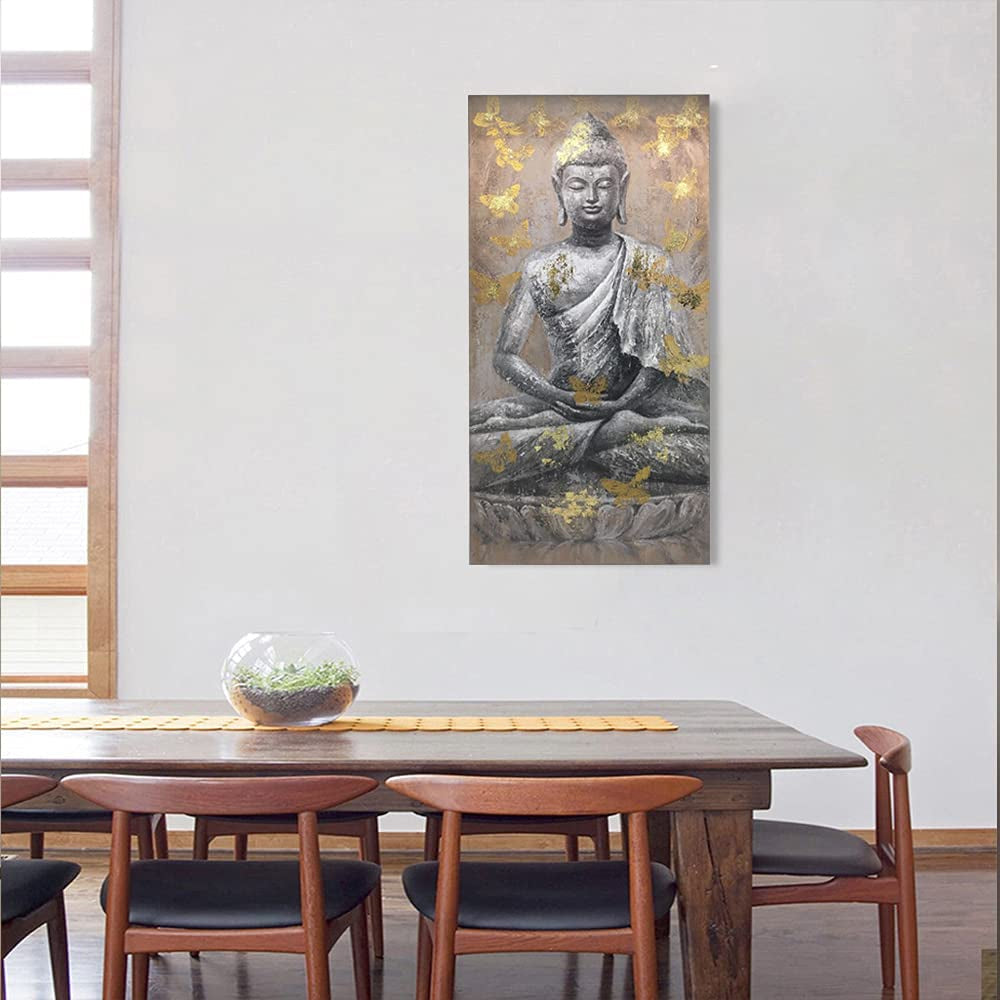 Tableau zen statue bouddhiste assise