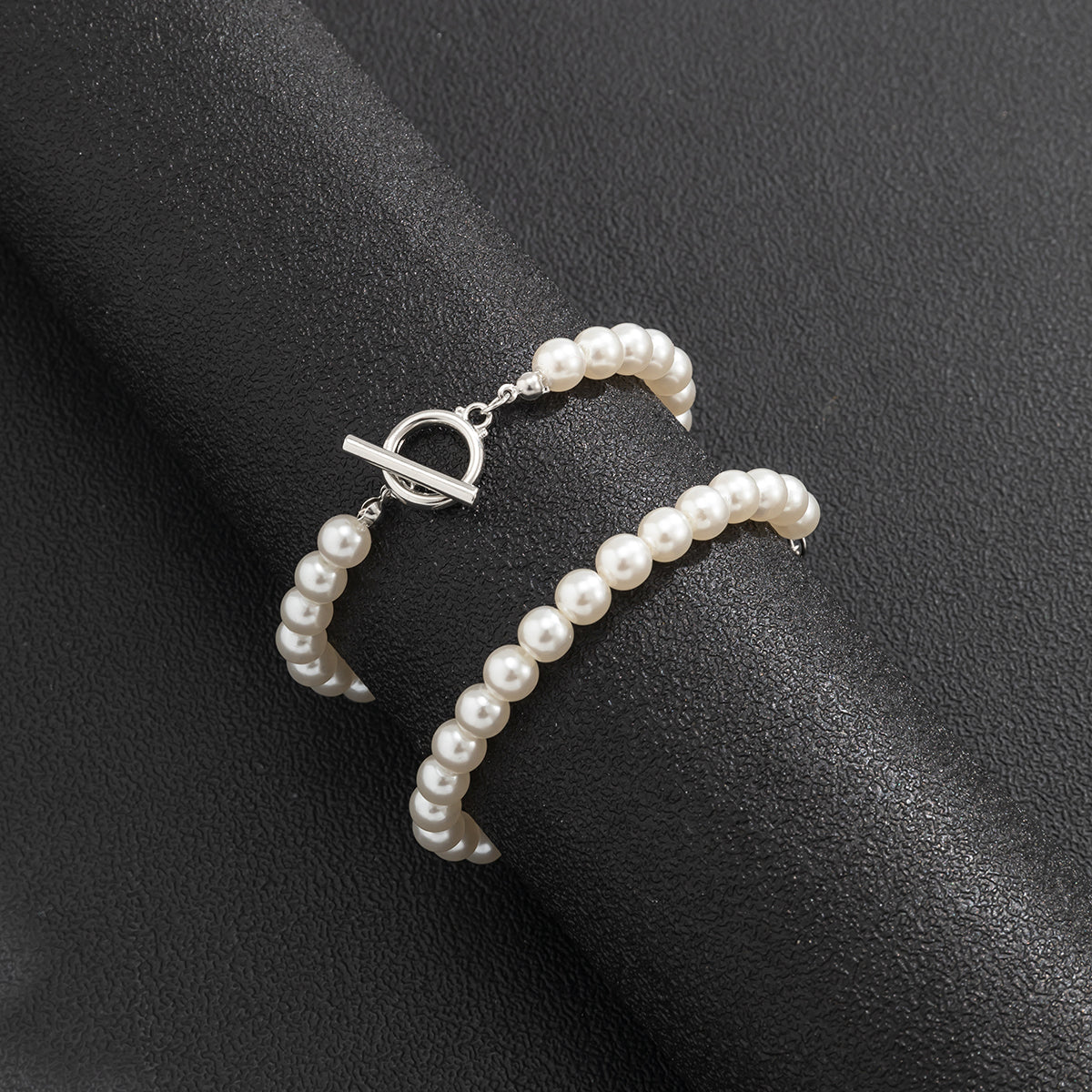 Bracelet perles homme blanches 2 pièces