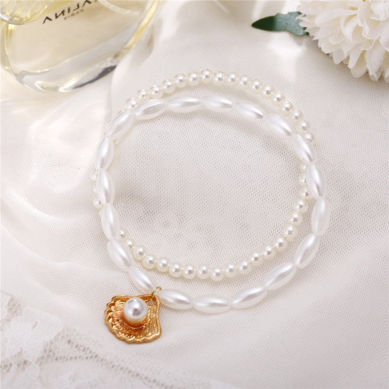 Bracelet de cheville en perles rondes pour femme