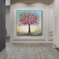 Tableau arbre de vie coloré abstrait style peinture à l'huile