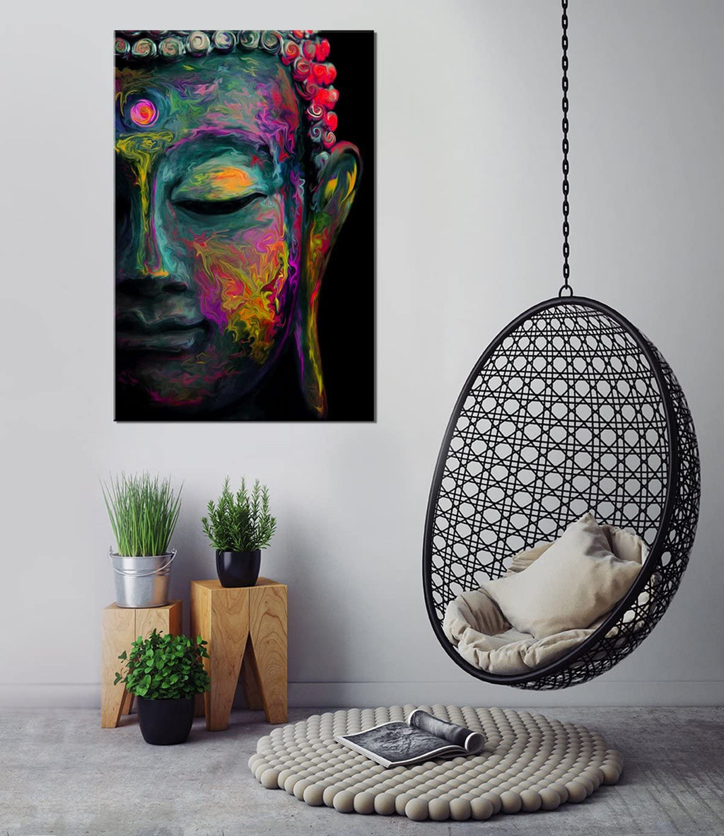 Tableau zen tête de bouddha coloré