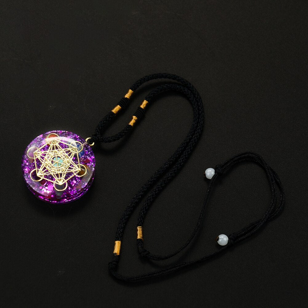 Pendentif Orgonite « Améthyste Métatron » - Collier