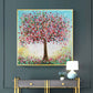 Tableau arbre de vie coloré abstrait style peinture à l'huile