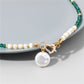 Collier en pierre naturelle avec pendentif en perles baroques pour femmes