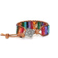 Bracelet tibétain en cuir multicolore