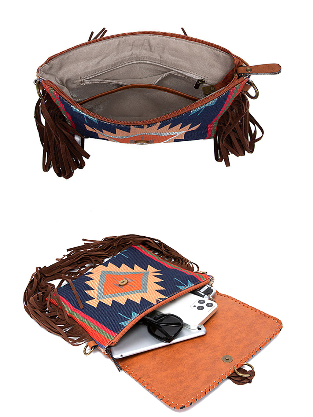 Sac à bandoulière femme en cuir style boho