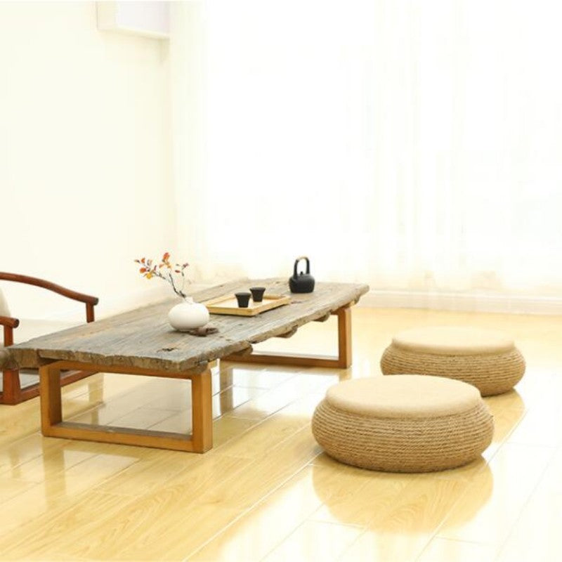DAGLLGEW Coussin De Plancher Tatami 40x10cm - Coussin Rond Boho Naturel Tissé Pour Méditation Et Détente