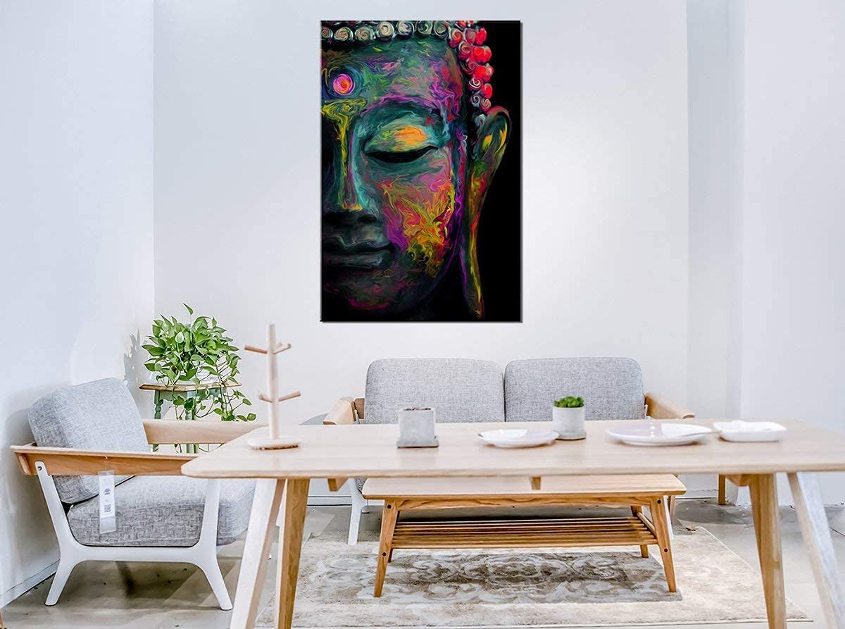 Tableau zen tête de bouddha coloré