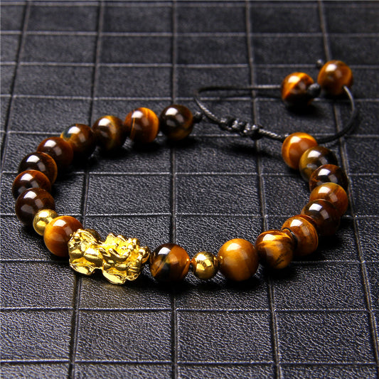 Bracelet œil de tigre tressé Feng Shui