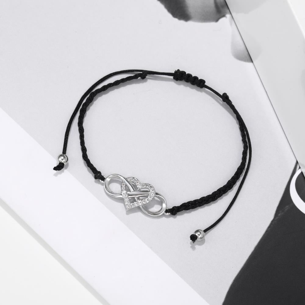 Bracelet de couple réglable avec symbol infini et coeur