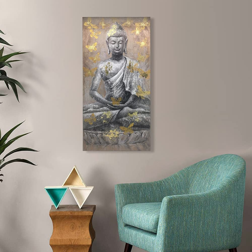 Tableau zen statue bouddhiste assise