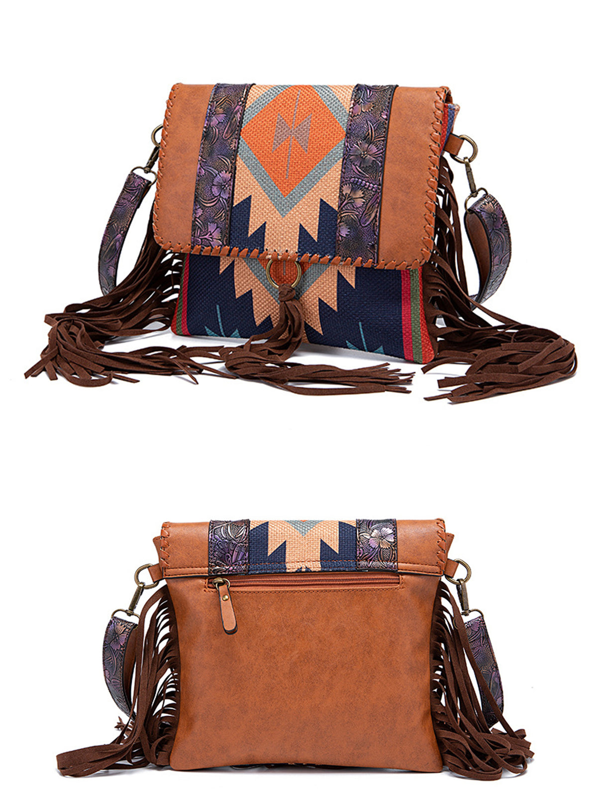 Sac à bandoulière femme en cuir style boho