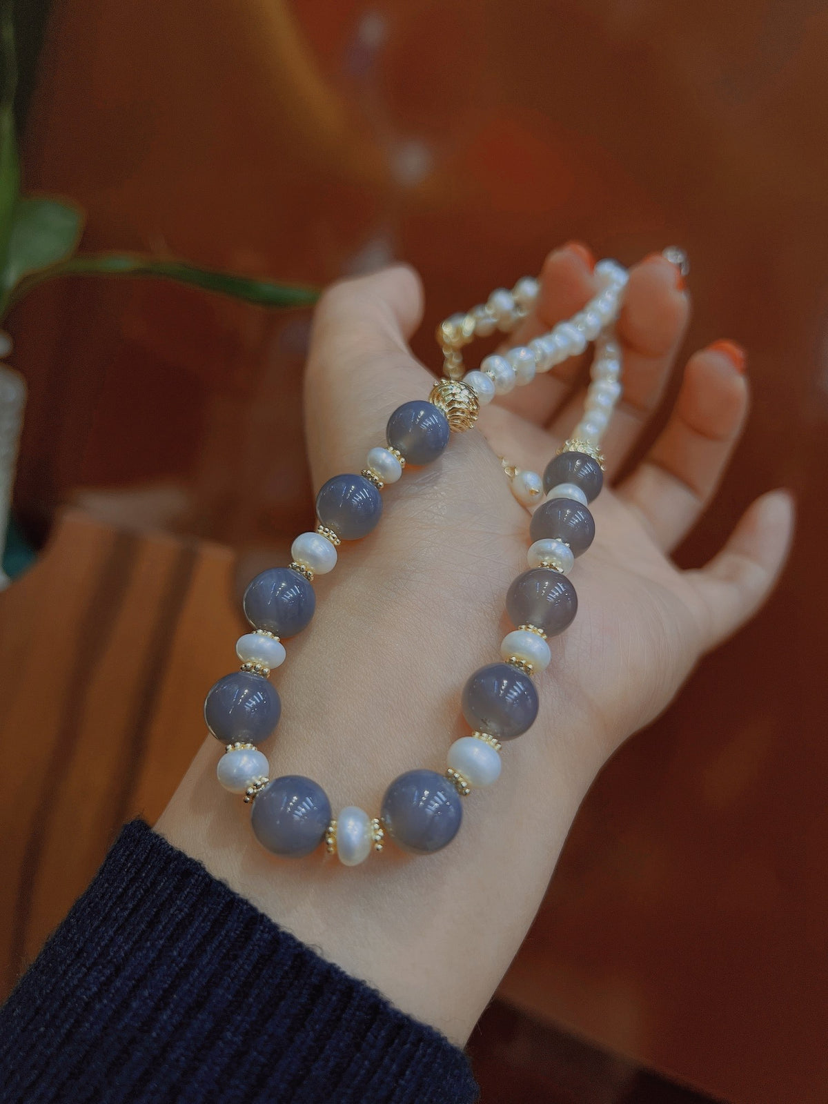 Collier en pierre naturelle d'eau douce élégantes avec gemme naturelle