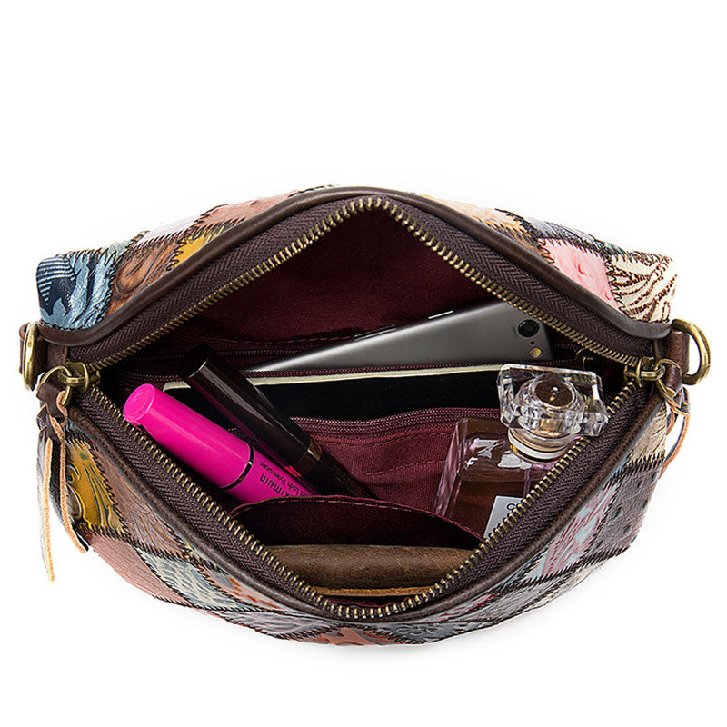 Sac à bandoulière femme style bohémien en cuir