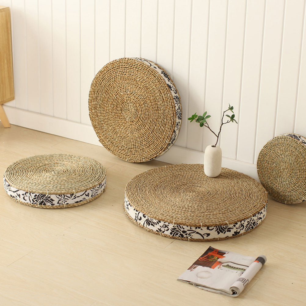 Coussin meditation Tatami en paille pour sol