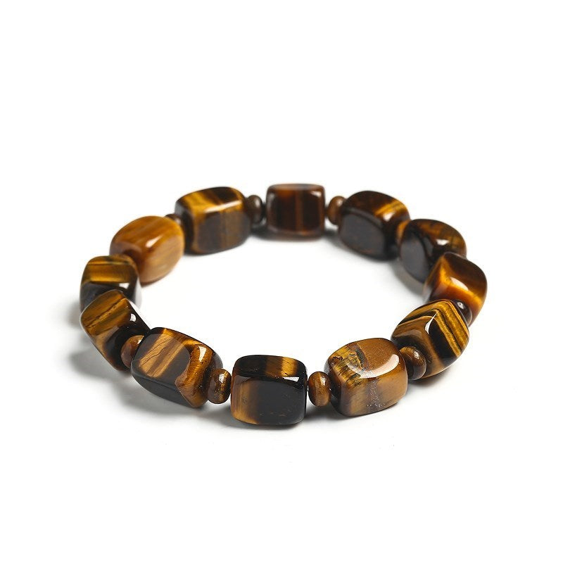 Bracelet œil de tigre en pierres carrées