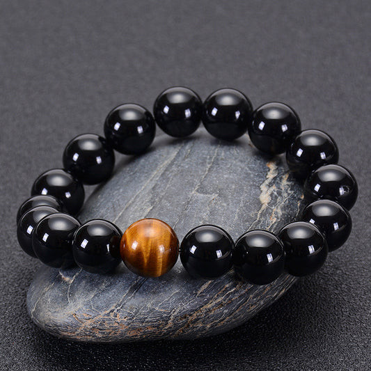 Bracelet œil de tigre en Onyx noir naturel