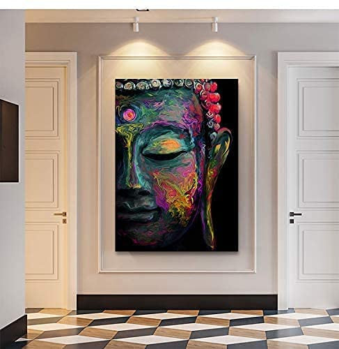 Tableau zen tête de bouddha coloré