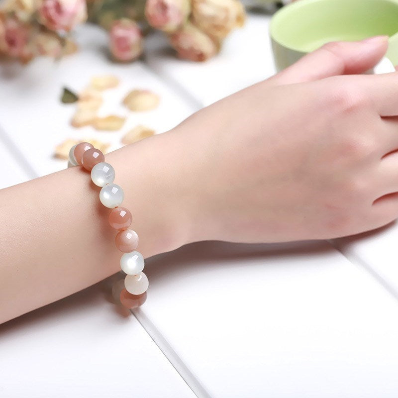 Bracelet pierre de lune  colorée naturelle pour femmes