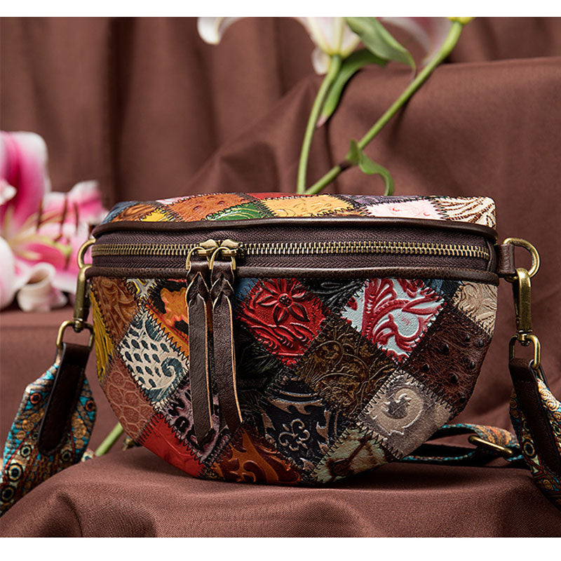Sac à bandoulière femme style bohémien en cuir
