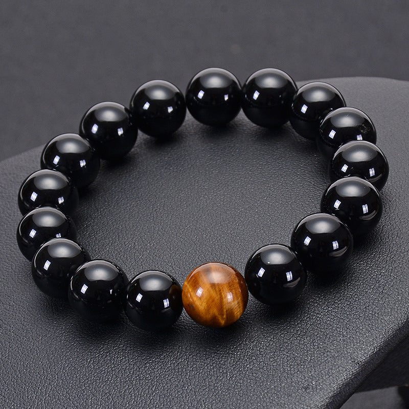 Bracelet œil de tigre en Onyx noir naturel