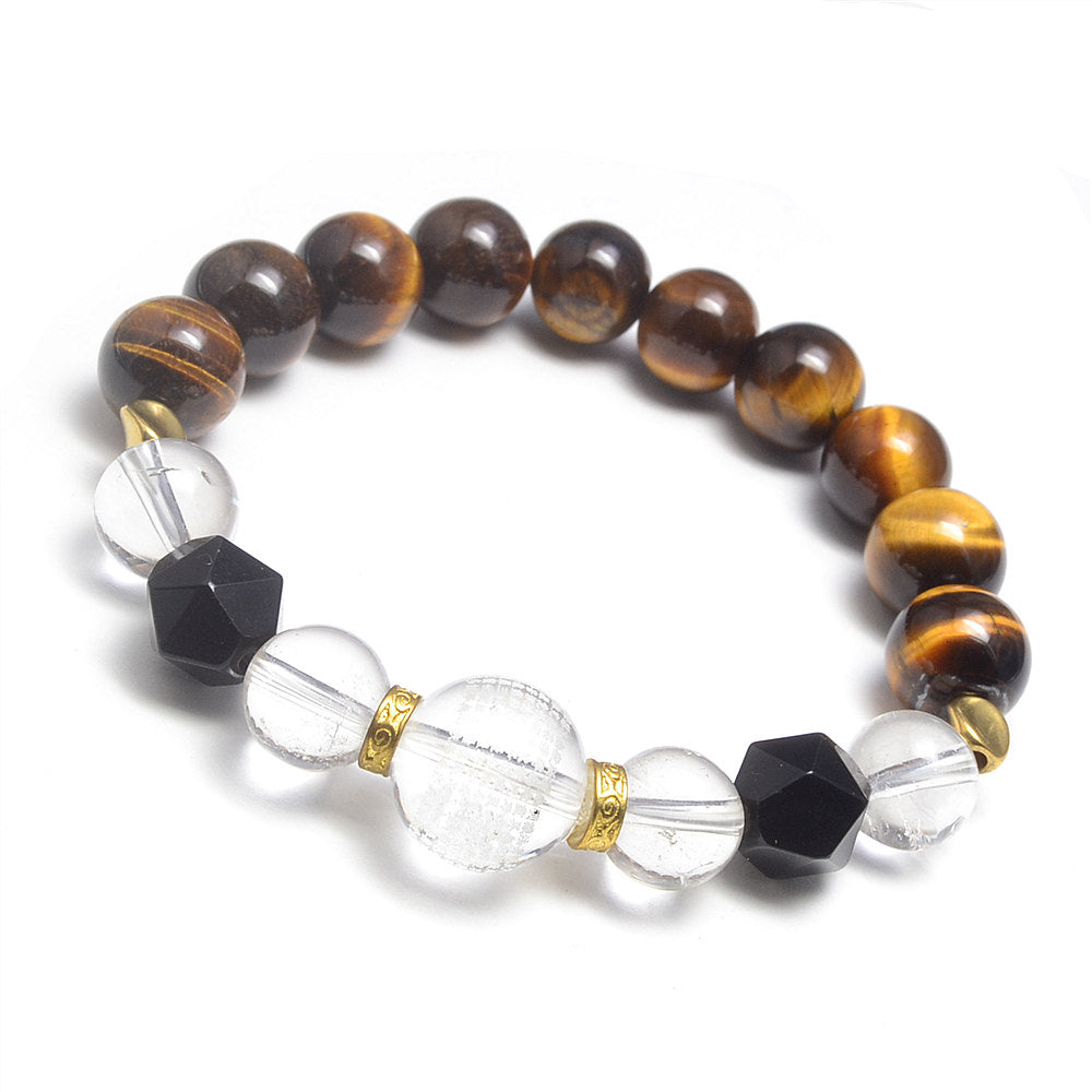 Bracelet œil de tigre avec boule en cristal gravé