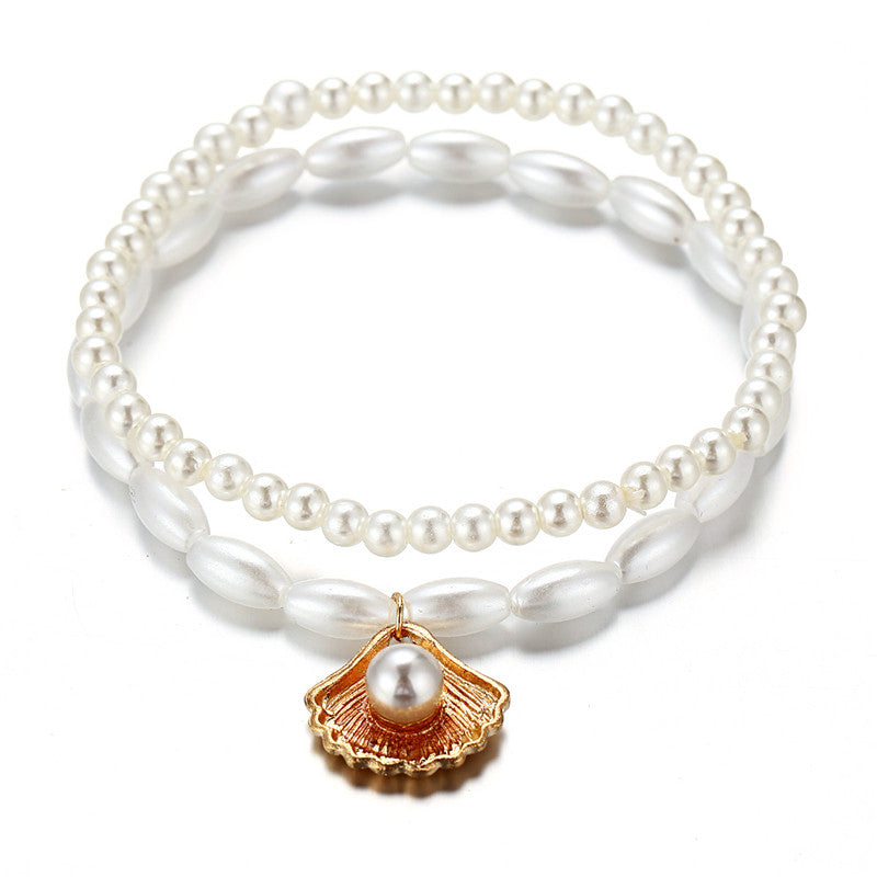 Bracelet de cheville en perles rondes pour femme