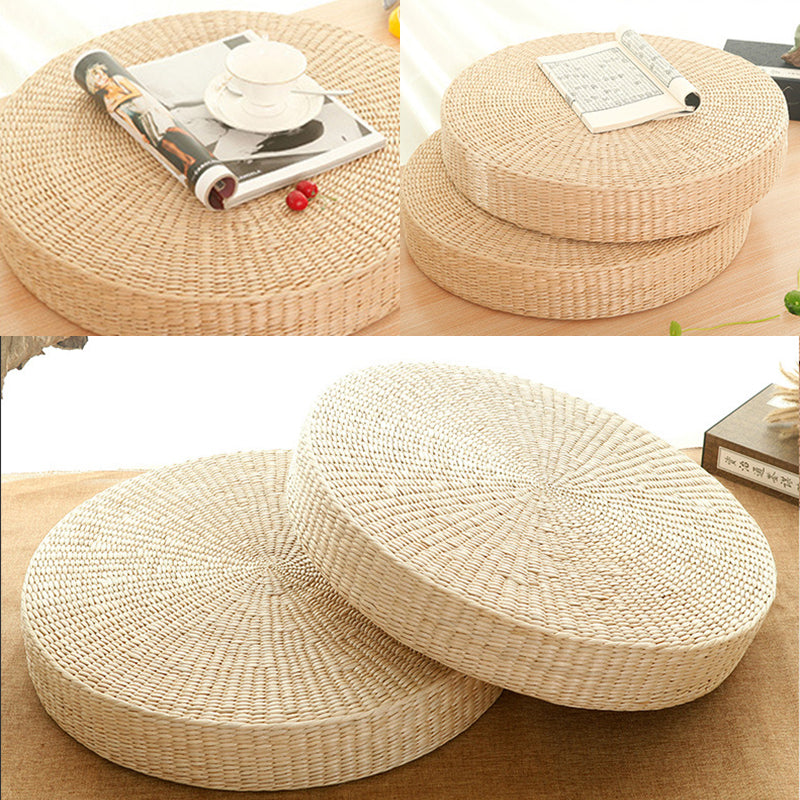 Coussin meditation tissé en paille ronde