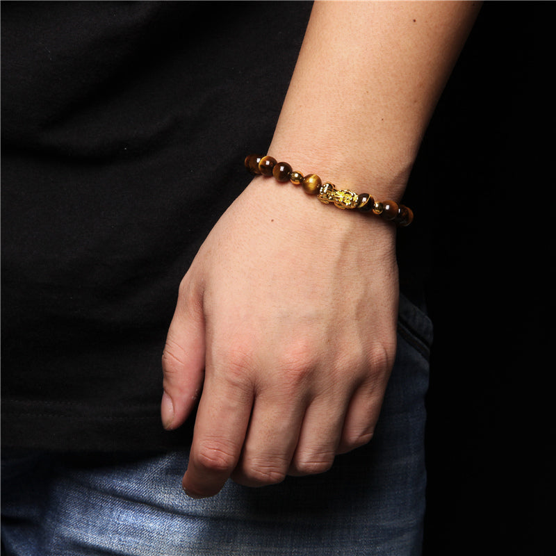 Bracelet œil de tigre tressé Feng Shui