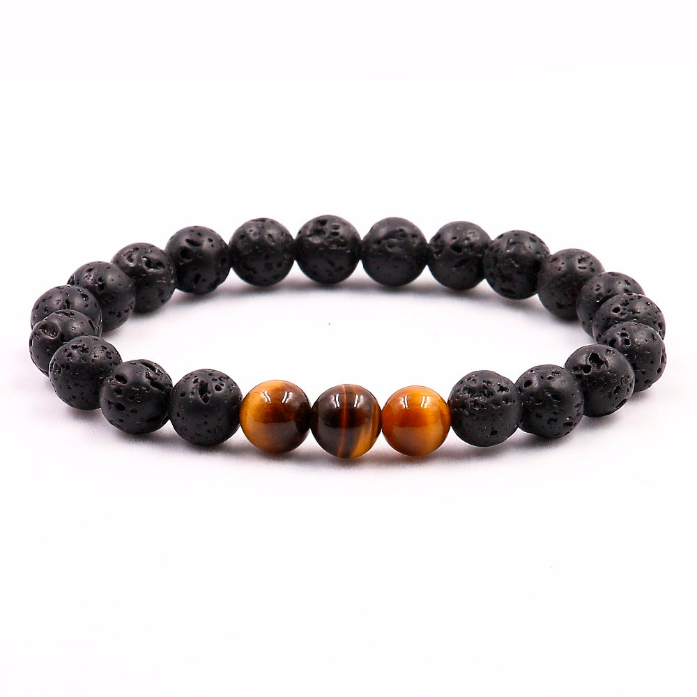 Bracelet pierre de lave œil de tigre naturel