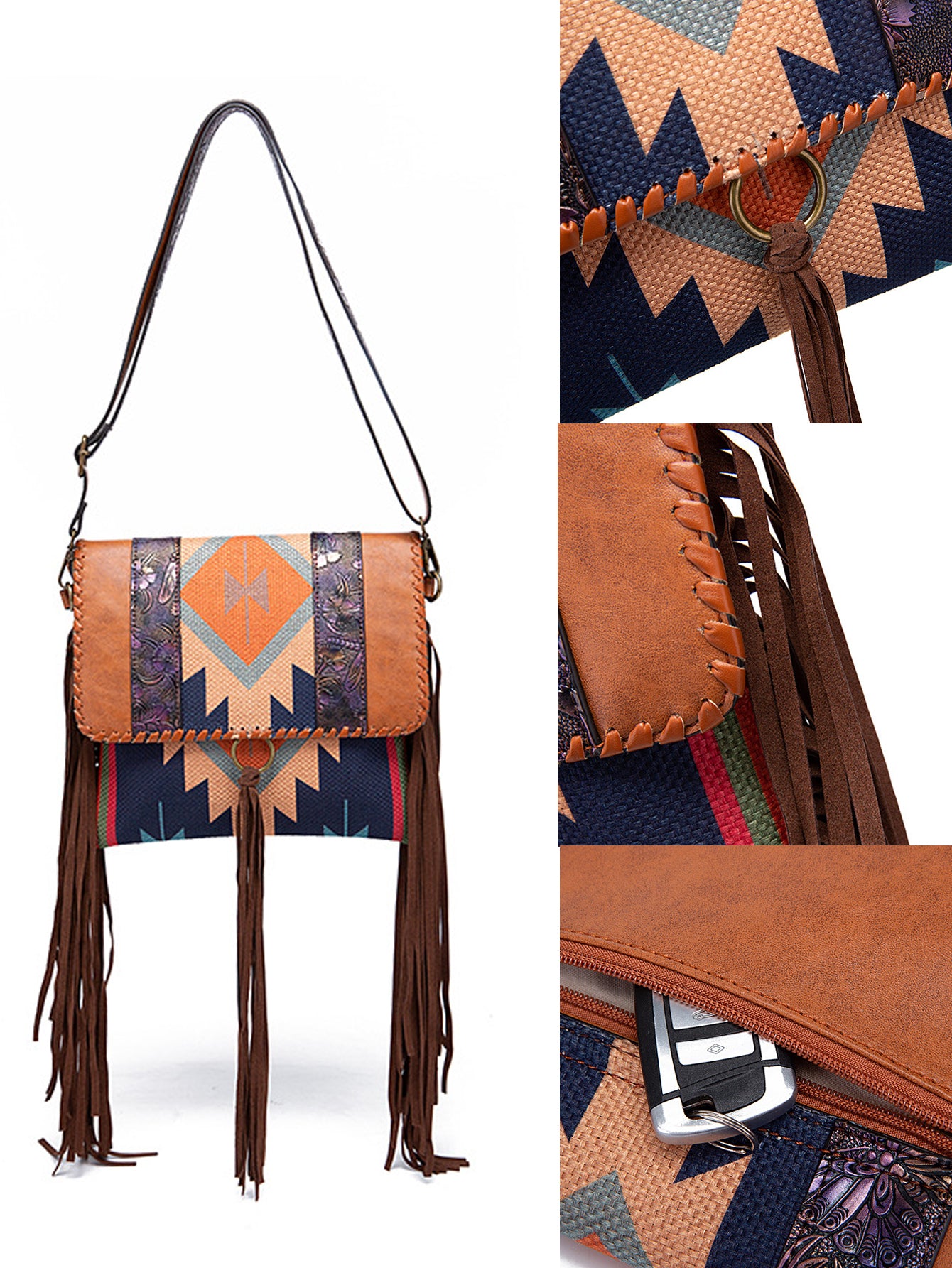 Sac à bandoulière femme en cuir style boho