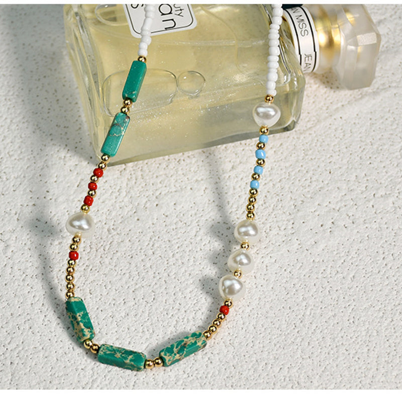 Collier en pierre naturelle en pierre verte charmante